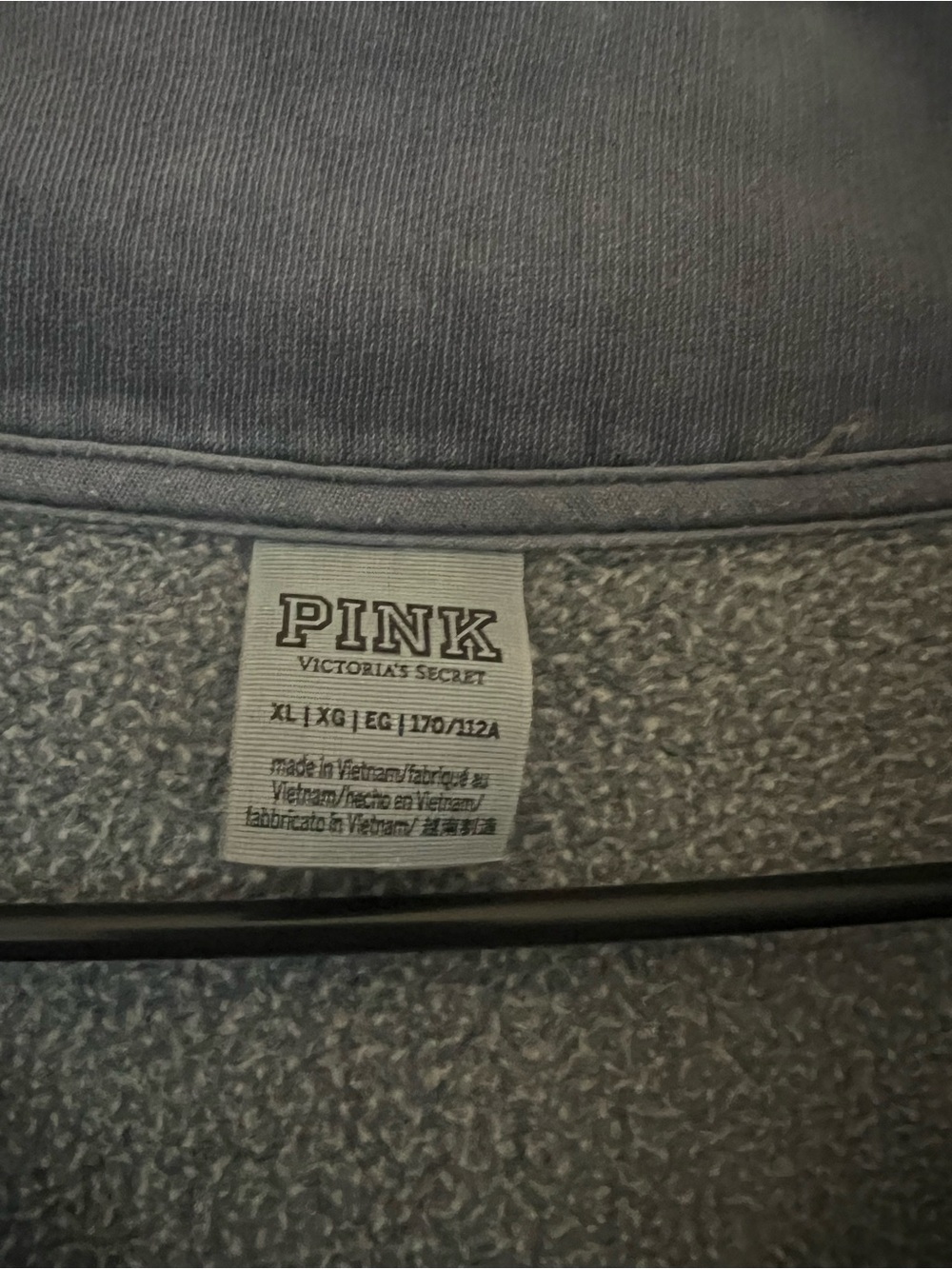 PINK Victoria’s Secret XL Oversized Quarter Zip Sweatshirt Washed Gray Pullover - Picture 3 of 8